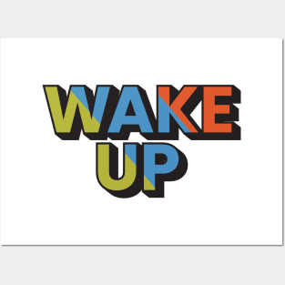 Wake up 3d style motivational typography design Posters and Art